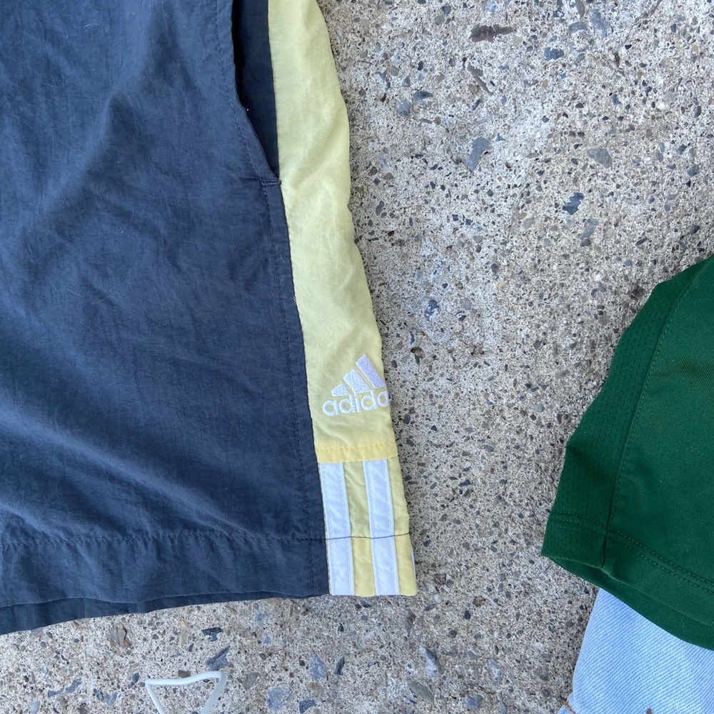 Gray and Light Yellow Adidas Athletic Shorts